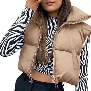 Kvinnors västar Volalo Kvinnor Autumn Winter Vest ärmlösa jackor Waistcoat Varma rockar 2024 Luxury Y2K vadderade puffer Kvinnliga kläder