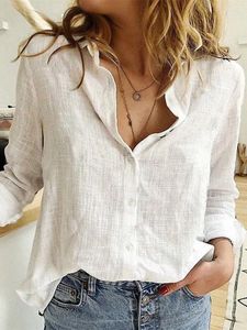 Women's Blouses Linen Clothing Feminine Shirts Loose Fashion Blouse 2024 Casual White Long Sleeve Top Outerwear Winter Versatile