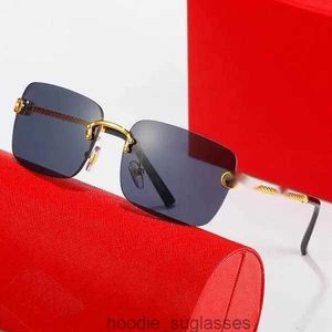 Designer-Sonnenbrille mit Leopardenkopf, zusammengesetztes Metall, randlos, optischer Rahmen, klassisch, rechteckig, quadratisch, luxuriös, Gold-Sonnenschutz, Sonnenbrille mit Carti-Rahmen, Brille A9VM2