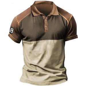 Vintage T-shirts 3D Tryckt militär polo-skjorta för män Casual Summer T-shirt retro mönster Kort ärm toppar Menskläder 5xl 240227