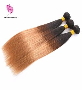 Fantasybeauty Peruvian Virgin Hair Ombre Straight Weave 3 Bundles T1B27 Two Tone Peruvian Human Virgin Hair Unprocessed Ombre Str9644370