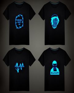 Stranger Things Lampada di Natale Lettera T-shirt luminosa fluorescente T-shirt unisex T-shirt manica corta da uomo T-shirt per bambini 2206112483176