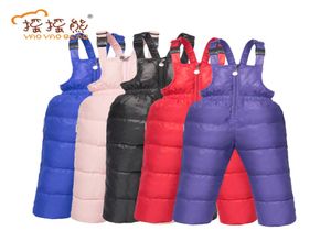 Chłopcy dziewczęta zimowe spodnie pióra ciepłe ogólne ubrania dla dzieci 5 kolorów garnitur 18 m5 dzieci nosze spodnie narciarskie śnieg yaoyao niedźwiedzie marki 2122905