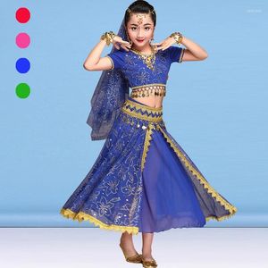 Sahne Giyim Göbek Dans Kostüm Çocuk Kızlar Oriental Etek Performans Bollywood Elbise Seti Profesyonel Bellydance