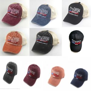 10 färger Trump Hats 2024 Biden Summer Net Peak Cap USA Presidentval Baseball Caps Washed Cotton Sun Hat DB652