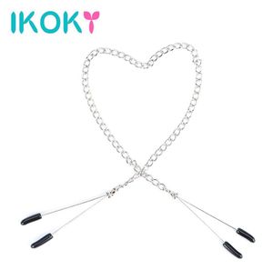 IKOKY STRIPLE CLAMPS SEX CLIT CLAM Z METALNYM łańcuchem dla dorosłych grę Regulowana rola do gry Sex Toys dla pary klips warg sromowych Q1707181554239