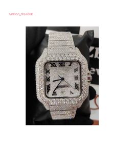 Prezzo all'ingrosso Orologio da polso di lusso fatto a mano VVS Clarity Moissanite Diamond Micro Impostazione tempestato completamente ghiacciato per uomo donna