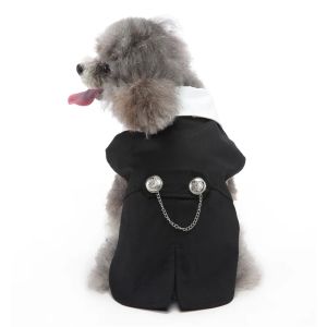 Camisas oimg listras grade roupas para animais de estimação teddy pomeranian schnauzer cavalheiro cão smoking roupas de cachorro roupas de casamento terno do cão roupas