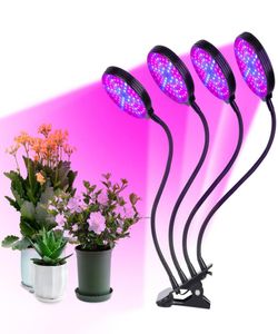 Grow Light ClipOn Desk Plant Growing Lamps For Seedlings Indoor Plants 60W 4Head Red Blue LEDs Auto On Off With 4 8 12H Lights4076068