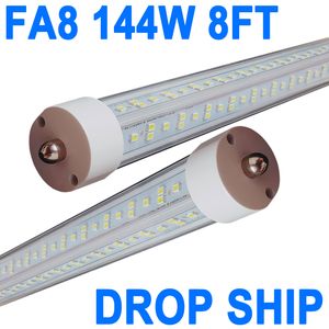 FA8 8ft LED -glödlampor, T8 8 fotkula för T12 fluorescerande ersättning, 144W 1800lm 8 'LED -rör 96 