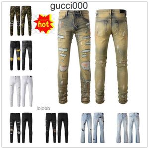 Man Am Ami Amirlies Amiiri Imiri 2023 New Arrivals Amirly Mens Pants Luxury Designer Denim Purple Jeans Holes Jean CoolGuy Biker Clothing HIPC 9N49