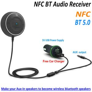 Högtalare NFC Bluetooth Audio Mottagare Handsfree Bluetooth 5.0 Car Kit Car Mp3 Hem Hemhögtalare 3.5mm Aux Audio Music Bluetooth Mottagare