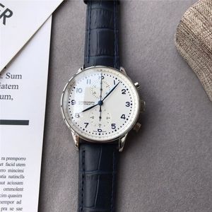 NYHET KRONOGRAPH MEN Titta på 3 Style High Quality Watch 41mm Portugieser Mechanical Mens Watch Steel Case Leather Strap Sport Watches205m