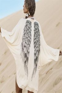 Back Angel Wings Drukuj Kobiety Dzikie dzianie bluzka Batwing Tleeve Tops Kobiety długie swetry Cardigany G1273 2011281290259