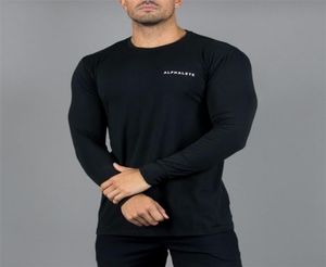 Alphalete moda academias musculação esportiva camisetas masculinas manga longa fitness men039s sólido de alta qualidade camisetas t19112314328