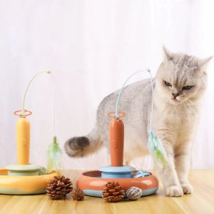 Brinquedos elétricos para gatos, vara e faixas, brinquedo rotativo automático, interativo, para gatos, bola giratória, engraçado, animal de estimação, gatinhos, brinquedo