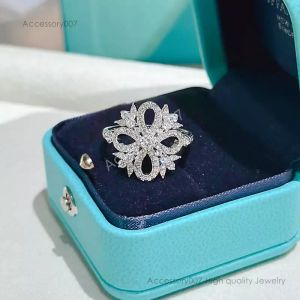 Anéis de joias de grifeLuxuoso 925 prata esterlina floco de neve senhora anel de diamante designer de moda anel de noivado joias de alta qualidade caixa de presente de amor para meninas