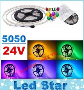 24V LEDストリップライトフレキシブルテープライト60LEDSM 5M 300LEDS SMD 5050 RGB LEDロープライト5MREEL Waterfroof3303184