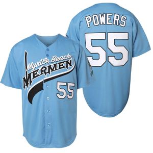 Myrtle Beach Mermen Filme Baseball Jersey 55 Kenny Powers Mens Camisa Cosplay Todos Costurados EUA Tamanho XXXXL 240228