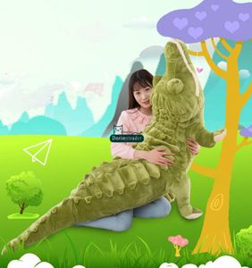 Dorimytrader Biggest Realistic Lying Animal Crocodile Plush Toy Soft Stuffed Alligator Doll Pillow Gift for Kids Decoration 200cm 1632322