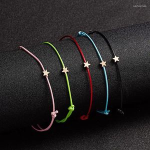 Braccialetti a maglie Bracciale intrecciato fortunato per biglietto di auguri Stella Fascino Corda di cera regolabile Amicizia Gioielli Regalo Donna