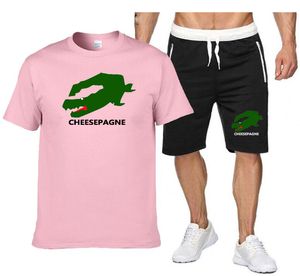 Sommarmän sportkläder sätter andas korta ärm t-shirts och shorts casual wear basketträning slitage