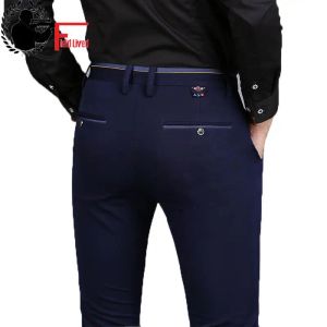 Hose 2023 Frühling Nicht -Eire -Kleid -Männer Klassische Hosen Modegeschäft Chino Pant Mann Stretch Slim Fit Elastic Long Casual Blackhose