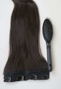 80g 20 22 -tums brasiliansk klipp i hårförlängning 100 Humann Hair 1Boff Black Remy Straight Hair Weaves 1PCSSet Comb6539917