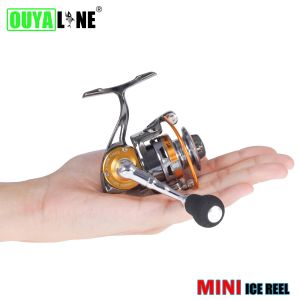 Reels All Metal Mini Winter Ice Fishing Reel Small Spinning Reels 3+1BB 4.3:1/5.0:1 Drag 6.5kg Carp Raft Fishing Wheel Saltwater Gear