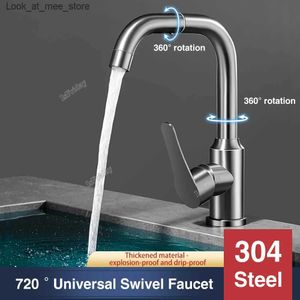 Bathroom Sink Faucets New Double 360 Universal Rotating Bathroom Basin Faucet Hot and Cold Water Sink Mixer Sink Faucet Stainless Steel Kitchen Sink Faucet Q240301