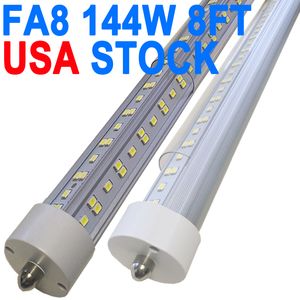 FA8 T8 LED tubo de luz 8 pés 144W, base FA8 de pino único, lente transparente, branco frio 6000K 6500K, substituição de tubo fluorescente conectável de alta saída de fábrica crestech