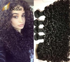 Bella Hair 8A 5pcslot Cabelo Peruano com Fechamento Superior Virgem 4 pacotes Onda de Água Weave Bundle Ofertas Full Head9395704