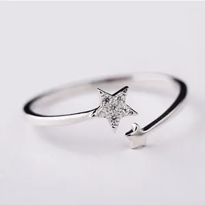 Bröllopsringar Bohemian Vintage Big Crystal Star Ring for Women Boho Antique Silver Color Knuckle Jewelry Anillos