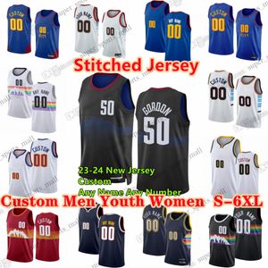 Custom S-6XL 23-24 Season Basketball Jerseys Nikola Jamal Murray Jokic Zeke Nnaji Vlatko Cancar Christian Braun Peyton Watson Jack White Bruce Brown Gillespie