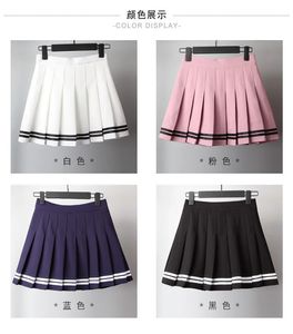 Kawaii Harajuku spódnice Preppy School School Mundlid High talia Plisted Women Girls Lolita Aline Sailor Spódnica 240227