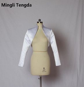 Mingli Tengda elegante mangas compridas casamento nupcial bolero cetim nupcial envolve jaqueta de casamento feminino encolher casaco jaqueta novo envoltório hing n8762350