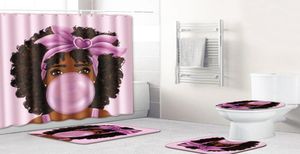 4PcsSet Carpet Bathroom Foot Pad African Woman Bath Mat and Shower Curtain Set PVC Toilet Toilet Seat Covers Home Decor T2001025662599