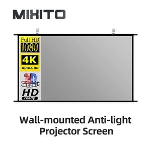 MIXITO Wandmontierter Anti-Licht-Projektorbildschirm, Verhältnis 16:9, Outdoor, Büro, Heimunterhaltung, tragbar, hochauflösend, faltbar