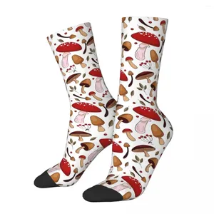 Men's Socks Mushrooms Pattern Fungi Texture Men Women Windproof Novelty Spring Summer Autumn Winter Stockings Gift