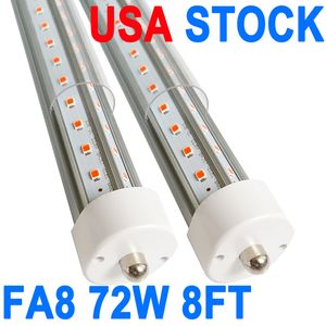 T8 V -formad 8ft LED -rörljus 72W 270 graders enkelstift FA8 Bas