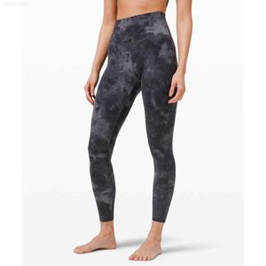 Lu Yoga Pantaloni sportivi tie-dye a vita alta Leggings a prova di squat a vita alta Leggings da allenamento per il controllo della pancia 4 Way Tigh Lemon 6ALC