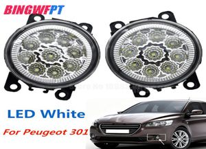 2st LED Front Fog Lights for Peugeot 301 20132017 Bilstyling Round Bumper Halogen Fog Lamps6050685