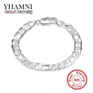 Yhamni Original Real Solid 925 Pure Silver Men Fashion Charm Bangle Luxury Wedding Jewelry Gift H200188W