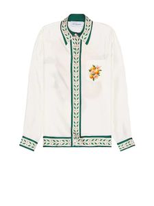 casablanca 24ss laranja floral impressão camisas de seda designer botão acima camisas de praia dos homens e das mulheres casablanc