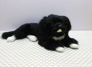 Dorimytrader Śliczne mini realilki z życia Zwierzę czarny pies pluszowa zabawka realistyczna dekoracja psów dla dzieci prezent 2 modele DY800069577183
