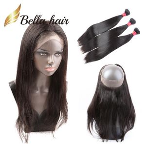 360 Lace Frontal Closure with Straight Brazilian Virgin Human Hair Bundles 3PCS Dyeable Hair Weave Julienchina1438705