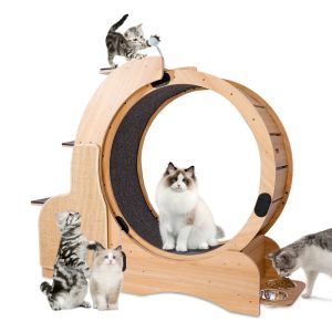 Repellents Cat Sports Running Wheel, Cats Wheel Wood Climbing Frame, Cat Litter Fitness Wheel, Overdimensionerad Roller Cat Indoor Activity Center