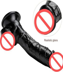 25 cm czarne realistyczne dildos ogromny gigantyczny tyłek analny z ssącą kubek pochwa gspot miękki penis sex zabawka wielkie dildo dla kobiet w sklepie sex3902811