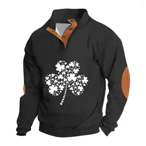 Herr hoodies vår och höst stående nacke tröja irländsk St. Patrick's Day tryckt pullover utomhus casual tröja topp