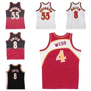 ステッチされたバスケットボールジャージ＃8スティーブスミス55 Mutombo 4 Webb 1986-87 96-97 Mesh Hardwoods Classics Retro Jersey Men Women Youth S-6XL